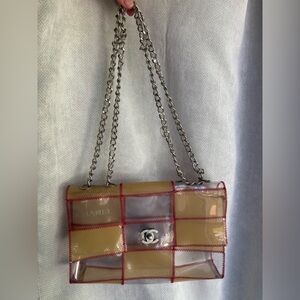 Authentic CHANEL Matelasse Patchwork Flap Bag PVC Vinyl